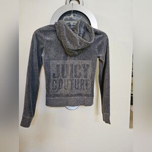Pre-owned Juicy Couture velour hoodie size S gray/rhinestones